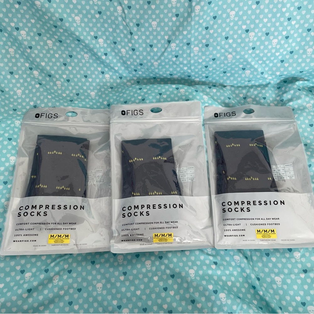 Women’s FIGS It’s Lit Hanukkah Menorah Compression Socks Size Medium Set of 3